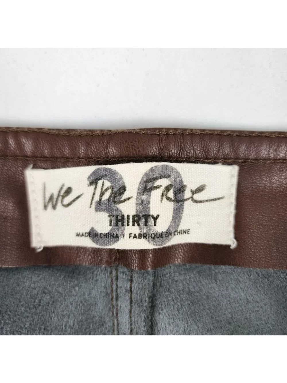 We The Free Jeans Womens 30x28 Brown Spitfire Faux Leather Skinny Side Zip Pant